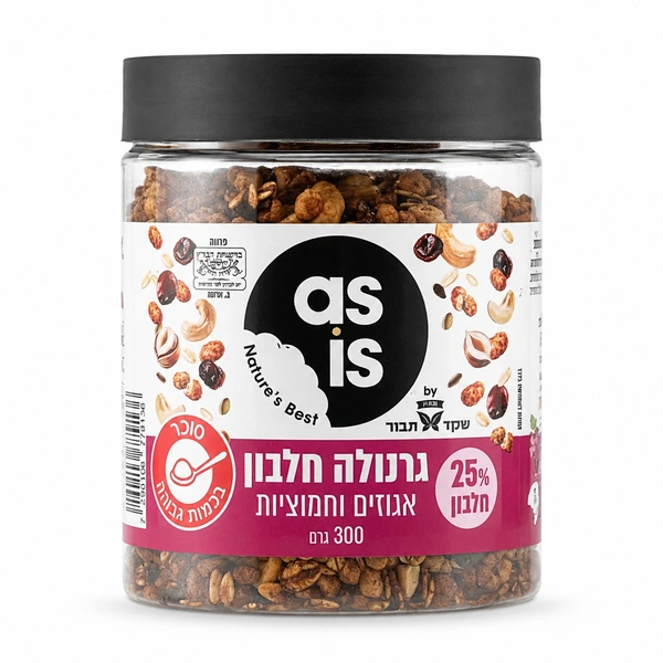 גרנולה חלבון אגוזים וחמוציות אז איז שקד תבור